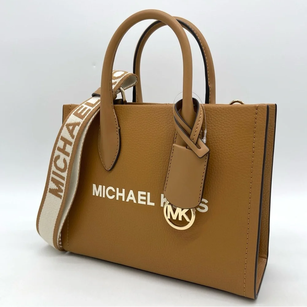 Michael Kors Small Mirella Pebbled Leather Top Zip Crossbody Bag